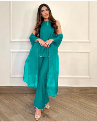 Radhey Trendz Self Design Kurta, Palazzo & Dupatta Set