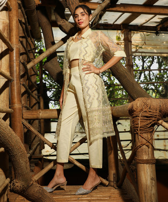 QISSA Top Pant Co-ords Set with Jacket