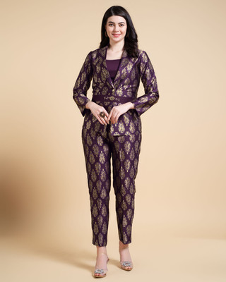 MOJILAA Top Pant Co-ords Set with Blazer