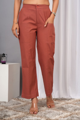IQRAAR Regular Fit Women Brown Trousers