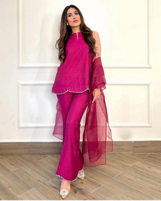 Radhey Trendz Self Design Kurta, Palazzo & Dupatta Set