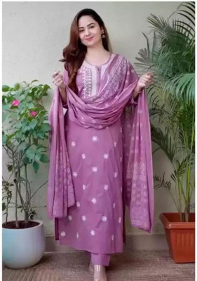 Mandad Enterprises Floral Print Anarkali Kurta, Bottom & Dupatta Set