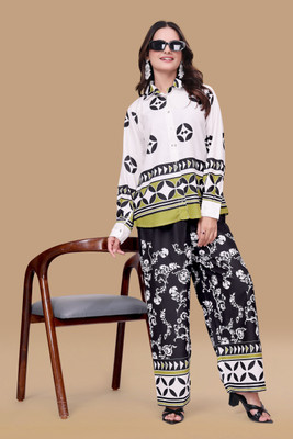 Peach Petals Shirt Palazzos Co-ords Set