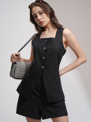 Tokyo Talkies Top Regular Shorts Co-ords Set with Coat