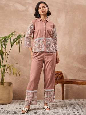 KHODALKRUPA Shirt Palazzos Co-ords Set