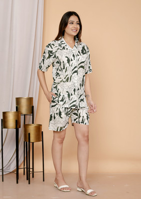 Sino Women Printed Green Night Suit Set