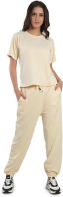 DreamBe Women Solid Yellow Night Suit Set