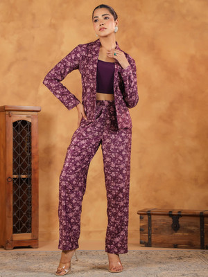 Janasya Top Pant Co-ords Set with Jacket
