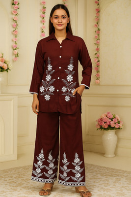 LAVASCREATION Shirt Palazzos Co-ords Set