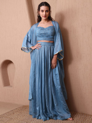 PURVAJA Top Skirt Co-ords Set with Shrug