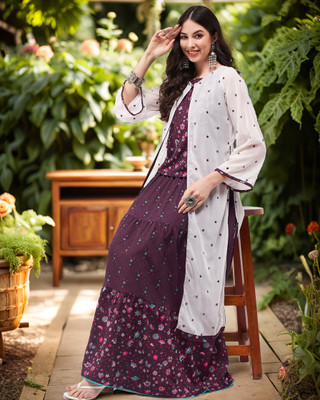 Pannkh Top Skirt Co-ords Set with Shrug