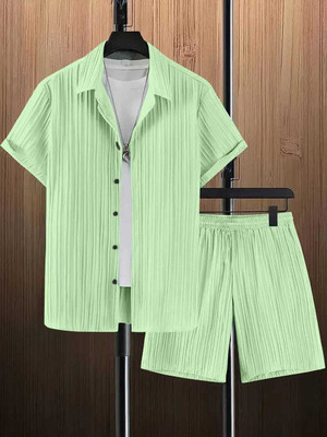Lyphy Men Self Design Light Green Night Suit Set