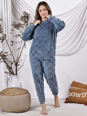 NEUDIS Women Self Design, Printed Blue Night Suit Set