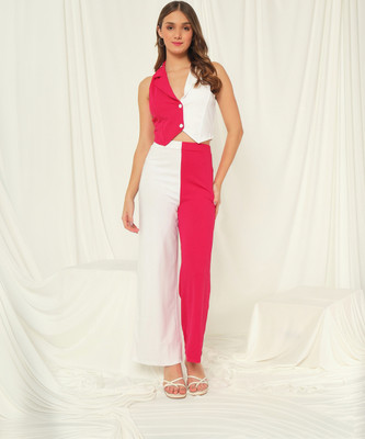 TANDUL Shirt Palazzos Co-ords Set with Jacket