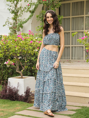 Sanskrutihomes Top Skirt Co-ords Set