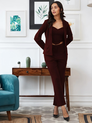 Tanot Textile Top Pant Co-ords Set with Jacket