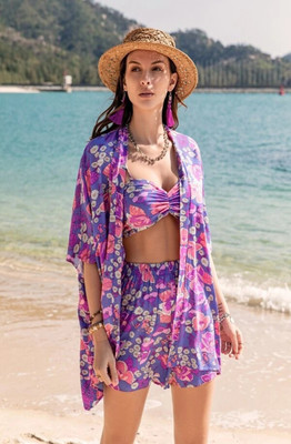 Bold Look Top Regular Shorts Western Set with Shrug