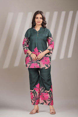 UNITY HUB Top Palazzos Co-ords Set with Coat
