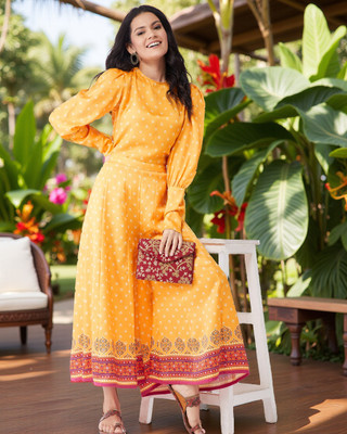 PANNKH Women Ethnic Top Palazzo Set