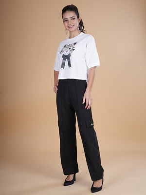 Belvik Women Printed Black, White Top & Pyjama Set