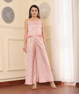 Chanting Blue Top Palazzos Western Set