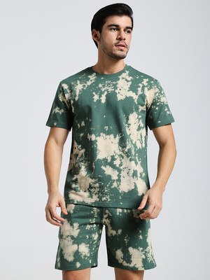 Vogaan Men Printed Green Night Suit Set