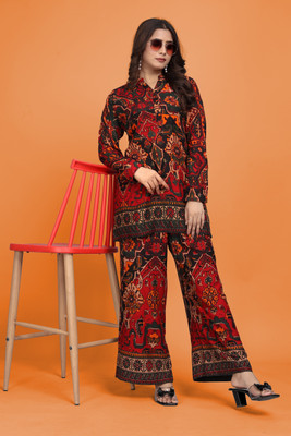 Pinucreation Women Ethnic Top Palazzo Set