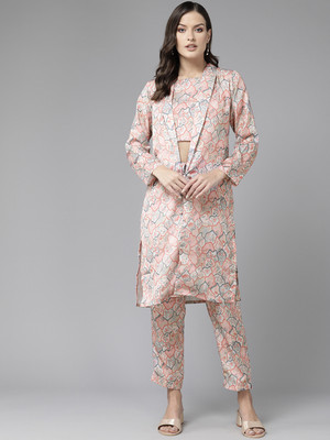 Aarika Top Pant Co-ords Set with Coat