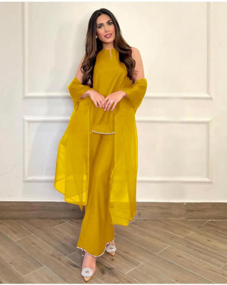 Radhey Trendz Self Design Kurta, Palazzo & Dupatta Set