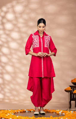WineRed Tunic Pant Co-ords Set