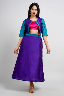 Dwears Solid Stitched Lehenga with Jacket(Purple, Blue)