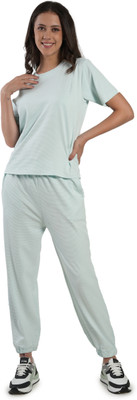 DreamBe Women Solid Blue Night Suit Set