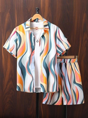 GLORI STAR Men Printed Multicolor Night Suit Set