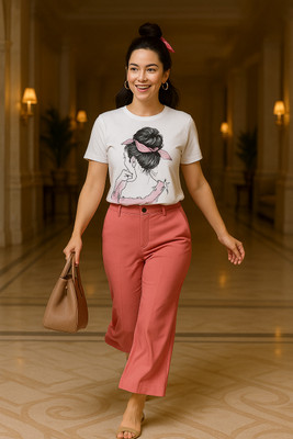 Tarren Hunt Girls Casual Pant T-shirt(Pink Ladki)