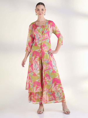 SHOWOFFFF Top Palazzos Co-ords Set with Shrug