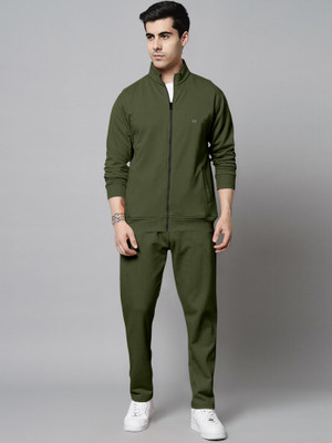 Triptee Men Solid Dark Green Night Suit Set