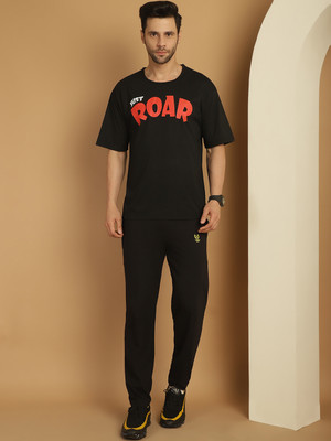 MACK JONNEY Men Printed Black Night Suit Set