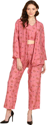 Crazeis Top Palazzos Co-ords Set with Blazer