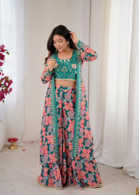 SIDMAN Top Palazzos Western Set with Shrug