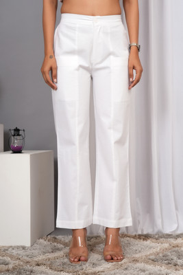 VYMO Regular Fit Women White Trousers