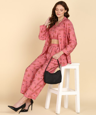 Glossia Top Palazzos Co-ords Set with Blazer