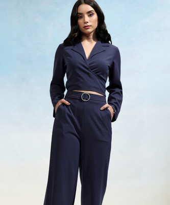 Tokyo Talkies Top Pant Co-ords Set with Coat