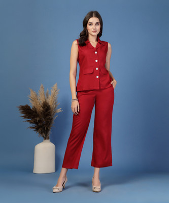 GLAMALUE Top Pant Co-ords Set with Blazer