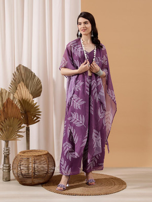 INDO STREET Top Palazzos Co-ords Set with Scarf/Stole