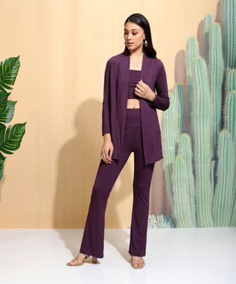 Tokyo Talkies Top Pant Co-ords Set with Jacket