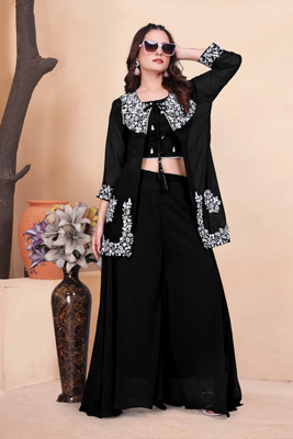 VRUGAM Top Palazzos Western Set with Jacket