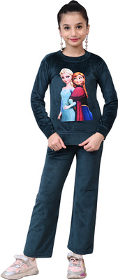 KUTE KIDDIES Girls Casual Sweatshirt Sweatpant(TEAL GREEN)