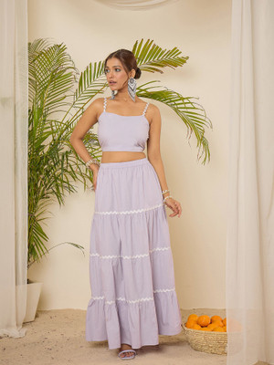 WineRed Top Skirt Co-ords Set