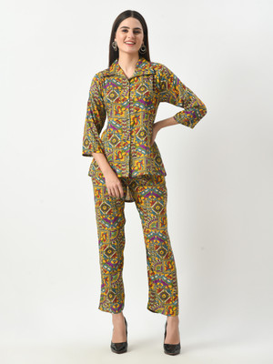 DreamBe Women Printed Yellow Night Suit Set
