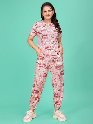 DreamBe Women Ombre/Dyed Purple Top & Pyjama Set